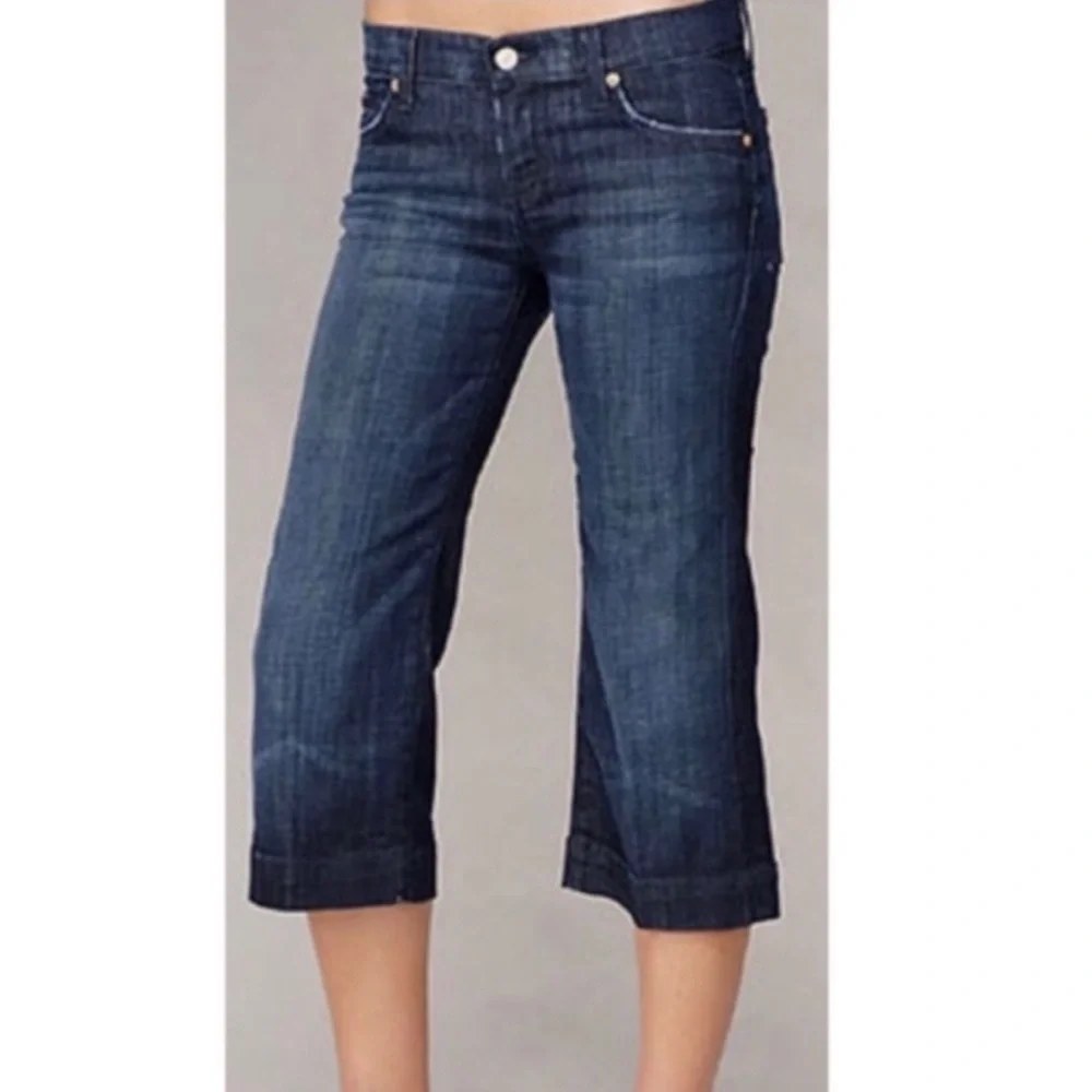 7 for All Mankind 7FAM Dojo Crop Jeans, Dark Wash Denim, Wide Leg, Size 29 - Picture 15 of 16